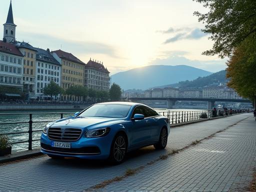 Car parked near Limmat river in Zürich