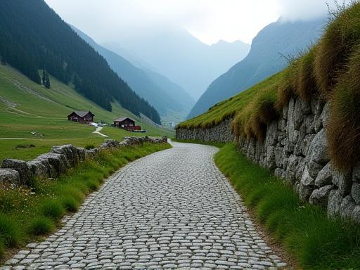 Famous cobblestone section of the old Gotthardpass