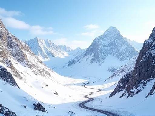 Snow-capped peaks around Julierpass in winter