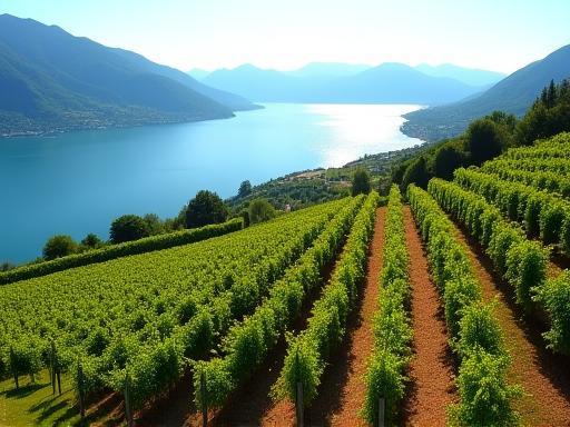 Lavaux vineyard terraces overlooking Lake Geneva